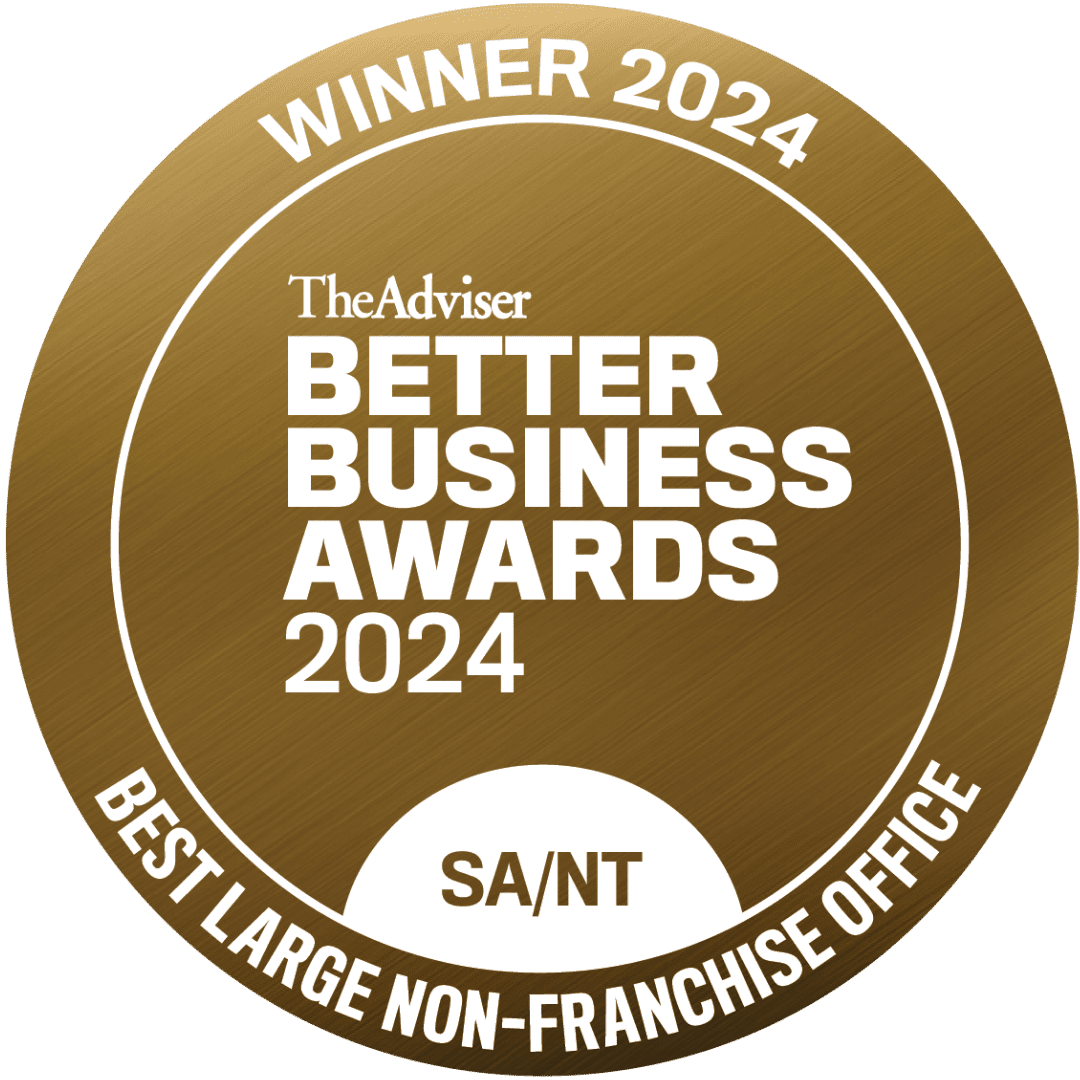 BEST LARGE NON-FRANCHISE MORTGAGE BROKER OFFICE AWARD WINNER 2024 - BETTER BUSINESS AWARDS - SOUTH AUSTRALIA/NORTHERN TERRITORY