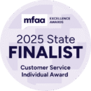 MFAA state finalist customer service individual award logo